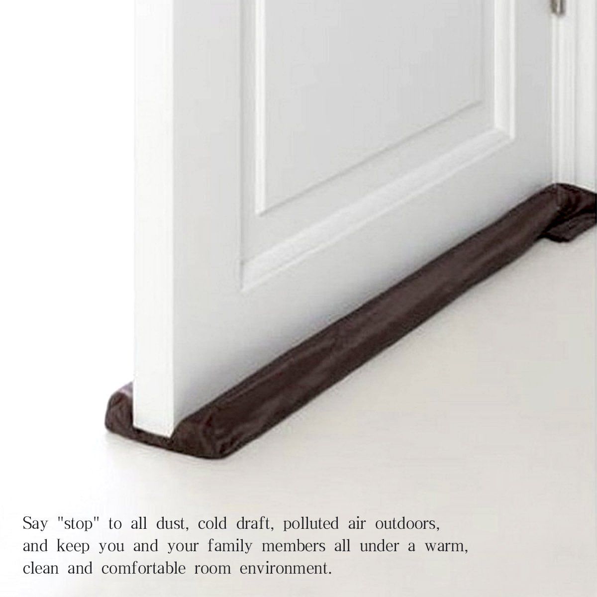 Twin Door Draft Stopper Energy Saving Protector Doorstop 90x12cm Cloth