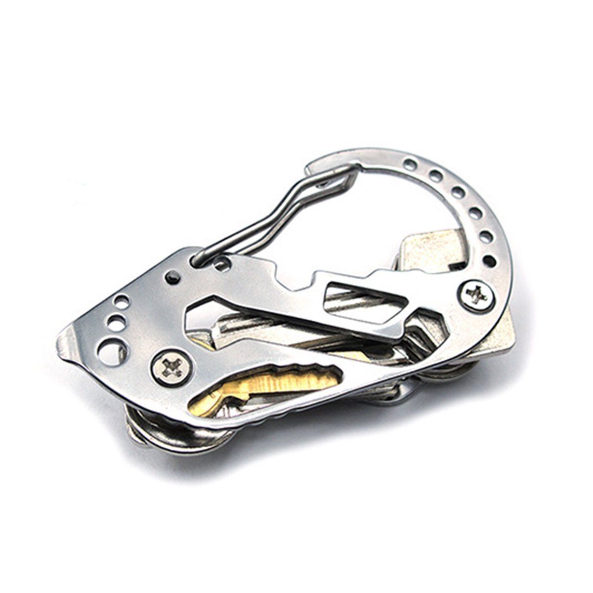Stainless Multi Tool EDC Pocket Survival Carabiner Screwdriver Keychain