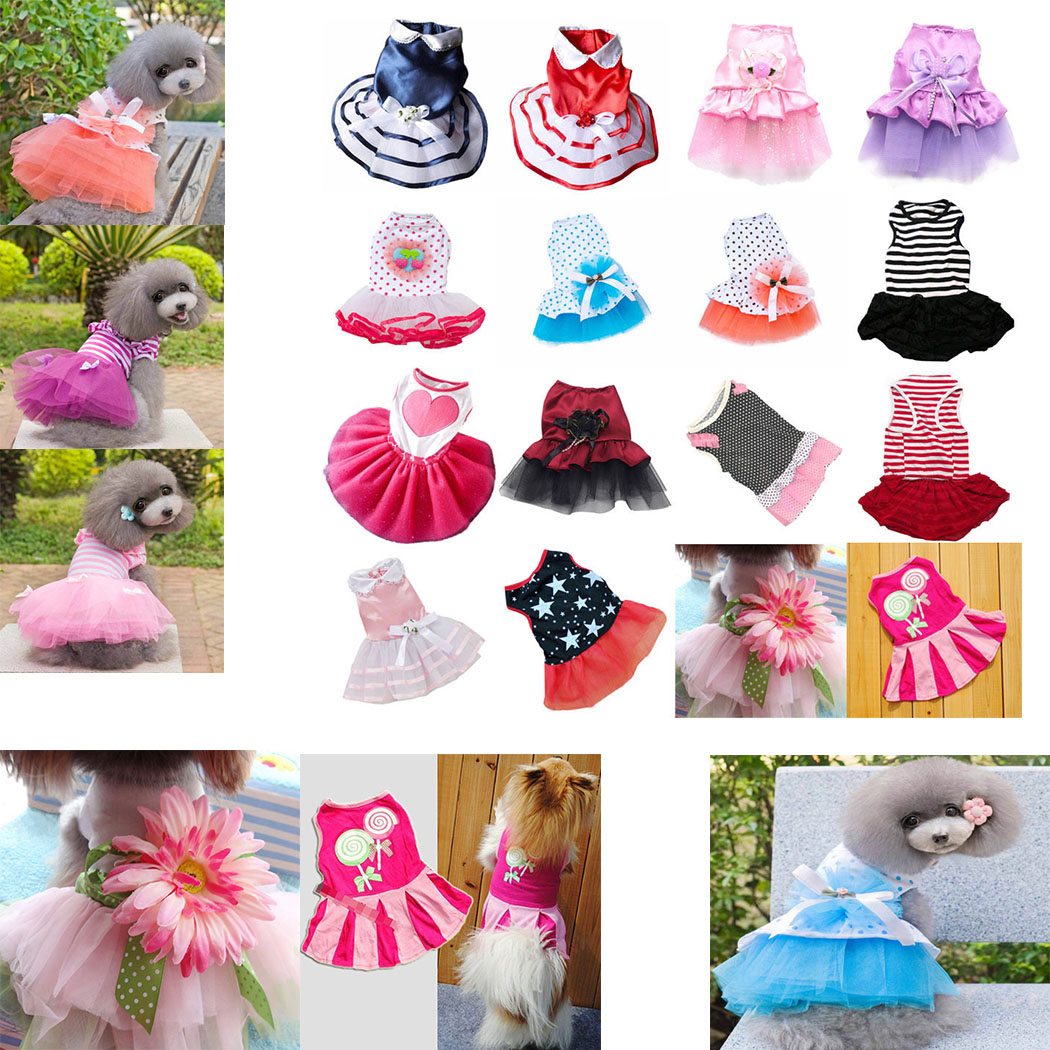 Pet Puppy Dog Princess Costume Apparel Clothes Dog Cat Bow Tutu Dress
